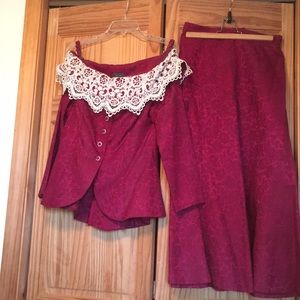 Vintage Burgundy skirt and top Cache